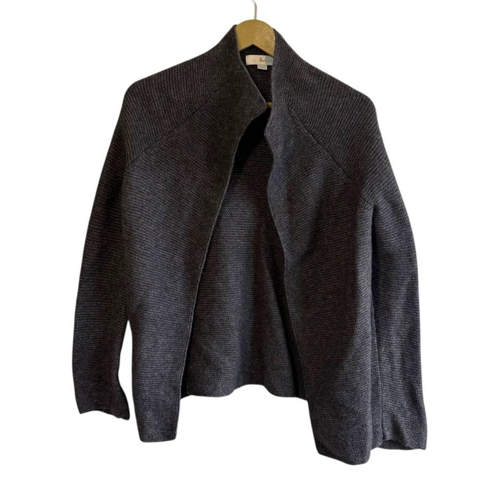 Boden Size 4 Gray Wool Blend Knit Open Front Cardigan Preppy Neutral Minimalist